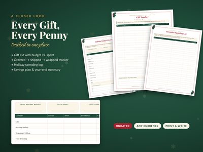 A closer look: budget overview, gift tracker and December spending log