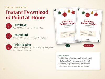 Instant download and print at home: US Letter and A4