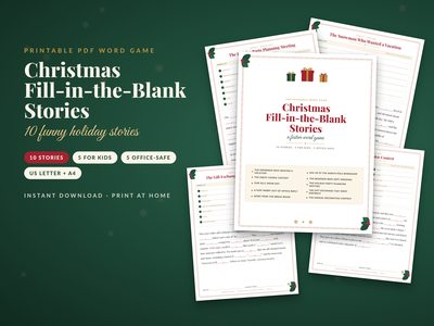 Christmas Fill-in-the-Blank Stories: cover with story pages and word lists