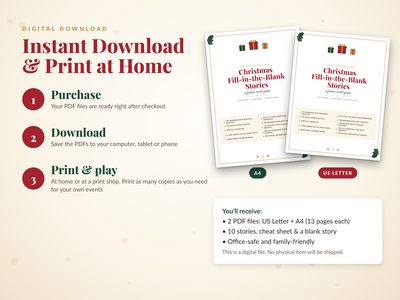 Instant download and print at home: US Letter and A4