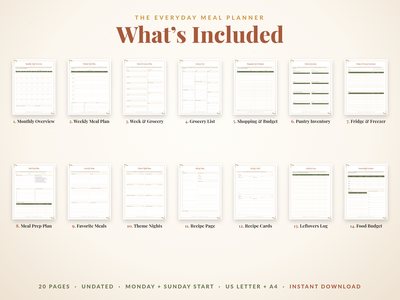 What's included: 16 planner page types
