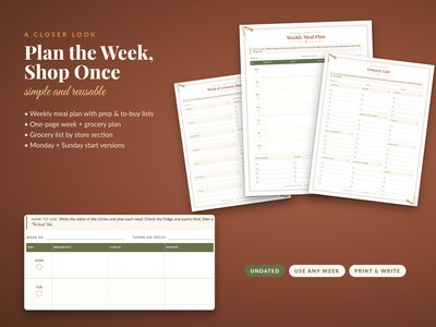 A closer look: the one-page week & grocery plan