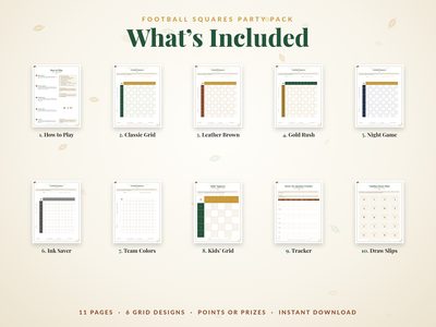 What's included: rules, 6 grid designs, kids&rsquo; grid, score tracker and number slips