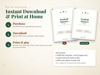 Instant download and print at home: US Letter and A4