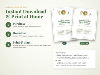 Instant download and print at home: US Letter and A4