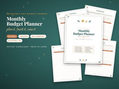 Monthly Budget Planner: cover with monthly budget, paycheck planner and savings goal pages