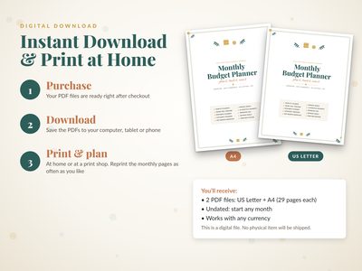 Instant download and print at home: US Letter and A4