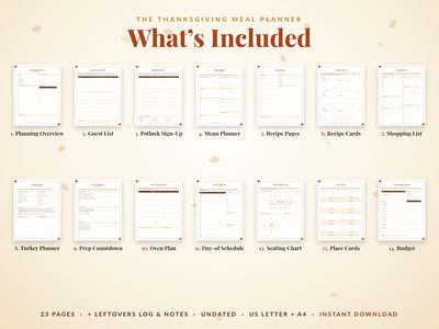 What's included: 14 planner page types