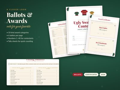 Sample pages: voting ballots and award certificates