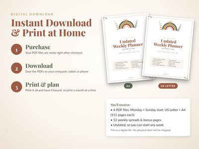 Instant download and print at home: US Letter and A4